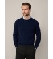 Hackett London Maglione girocollo a trecce blu scuro