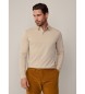 Hackett London Gemerceriseerd piqu beige poloshirt