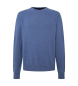 Hackett London Merino Cash Mix Crew blauw