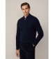 Hackett London Maglione V in misto lana merino blu scuro