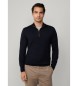 Hackett London Maglione in lana e seta blu navy