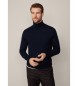 Hackett London Maglione in rotolo di seta merino blu scuro