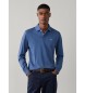 Hackett London Blue Slim Fit Logo Long Sleeve Polo Shirt