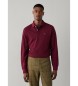 Hackett London Burgundy Slim Fit Logo long-sleeve polo shirt