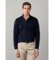 Hackett London Twill Jacquard-sweatshirt marinblå