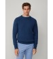 Hackett London maglione girocollo in cotone e lino blu scuro