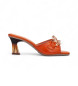 Hispanitas Soho orange lædersandaler -Høj hæl 6,5 cm