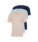 HUGO Pack 3 T-Shirts com logótipo rosa, azul, azul marinho