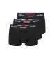 HUGO 3 Pacote de 3 calções de boxer stretch preto com o logótipo Stretch