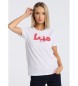 Lois Jeans Hvid kortrmet t-shirt med pufprint