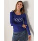 Lois Jeans Blauw slim fit t-shirt met lange mouwen