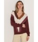 Lois Jeans Maglia con scollo a V a righe jacquard bordeaux