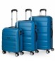 ITACA T71600 blue -55x39x20cm 4 wheeled hard sided travel case set
