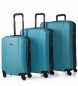 ITACA Zestaw walizek podróżnych na 4 kółkach 71100 Turquoise -55x65x75cm-.  
