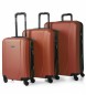 ITACA Ensemble de valises  4 roulettes 71100 corail -55x65x75cm-