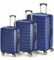 ITACA Zestaw walizek podróżnych na 4 kółkach 71200 Niebieski -55x65x75cm-.  