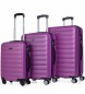 ITACA 4 Wheeled Trolley Case Set 71200 purple -55x65x75cm-