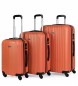 ITACA 4 Wheels Rigid Travel Case Set 55/64/73 cm orange