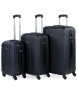 ITACA Komplet trdnih potovalnih kovčkov na 4 kolesih 55/64/73 cm črn