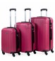 ITACA Zestaw 4 walizek podróżnych na kółkach czerwony