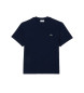 Lacoste Klassisch geschnittenes T-Shirt aus navyfarbenem Baumwollstrick