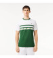 Lacoste Ultra Dry-T-Shirt mit weißem Streifen und Logo, grün