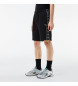 Lacoste Short de jogging en molleton noir à rayures avec logo