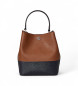 Lauren Ralph Lauren Reese kleine zweifarbige Tasche aus braunem Leder