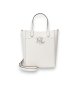 Lauren Ralph Lauren Borsa tote Cameryn in pelle granulata bianco sporco