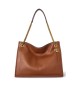 Lauren Ralph Lauren Bruin gegreineerde leren Bradley tote tas