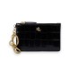 Lauren Ralph Lauren Porte-cartes en cuir avec fermeture éclair noir