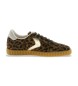 Voile blanche Ines Leder-Sneakers mit Tierprint