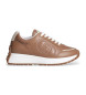 Liu Jo Brown leather trainers with embroidered logo