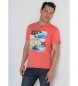 Lois Jeans T-shirt con scollo a V con grafica color salmone