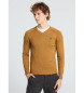 Lois Jeans Osnovni rjavi pulover z V-izrezom