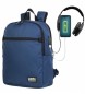 Lois Jeans Backpack with Usb 305436 -29x39x13 cm- marine