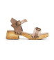 Lois Jeans Skórzane sandały z piaskowymi sprzączkami - Wysokość obcasa 5 cm