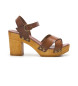 Lois Jeans Brown leather sandals with wooden heel -Heel height 9cm