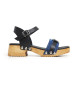 Lois Jeans Blauwe leren sandalen met gespen -Hoogte hak 5cm