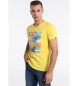 Lois Jeans Camiseta Grfica de Colarinho Espigado Amarela