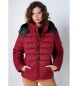 Lois Jeans Maroon gewatteerde pufferjas met capuchon