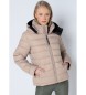 Lois Jeans Quilted Puffer Coat with beige hood