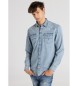 Lois Jeans Denim shirt washed double stone long sleeve blue