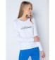 Lois Jeans Basic T-shirt met lange mouwen logo stenen-juwelen wit