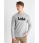 Lois Jeans T-shirt basic a maniche lunghe con stampa grigia a sbuffo