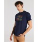 Lois Jeans T-shirt a maniche corte con grafica elettrica sul petto in blu navy