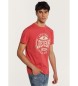 Lois Jeans Kortærmet T-shirt med rødt craqueléprint