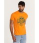 Lois Jeans Kortærmet t-shirt med orange krakeleringsprint