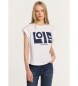 Lois Jeans Lois modern craft graficzna koszulka z krótkim rękawem biała