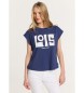 Lois Jeans Lois modern craft t-shirt med kort ärm och grafik i marinblått